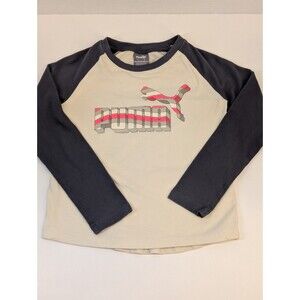 Girl's Puma Long Sleeve Pullover Shirt - S - White With Hot pink & gray